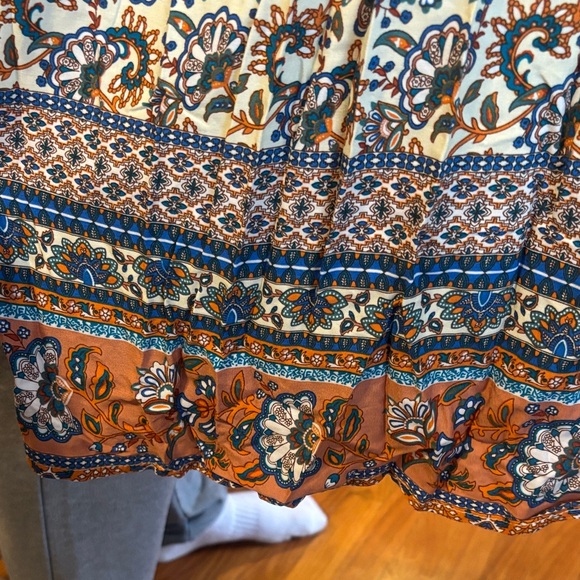 NWT-Bohemian Floral Maxi Dress with Orange and Blue Accents - Picture 8 of 13